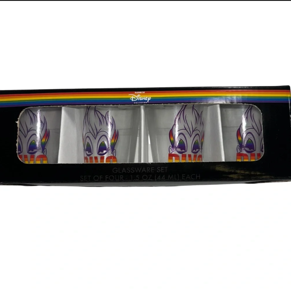 Disney Villain Ursula Shot Glass Set of Four Rainbow Collection Limited Edition